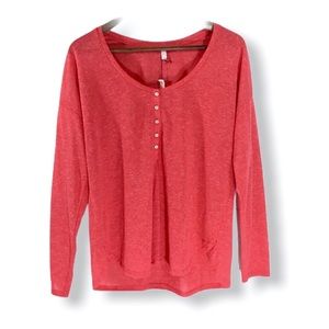NWT VICTORIAS SECRET Soft Cozy Salmon Pink Long Sleeve Scoop Neck Top Size x sm